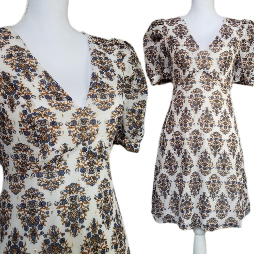 Express White mini dress with metallic paisley print XS